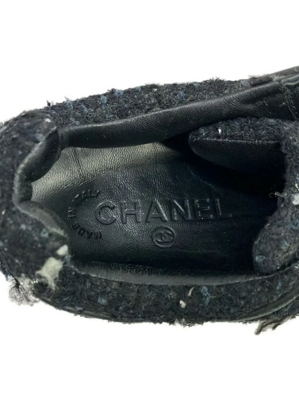 Chanel Sneakers 35 Black Gray CC Logo Leather